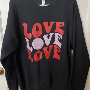 Black Crewneck with Love printed